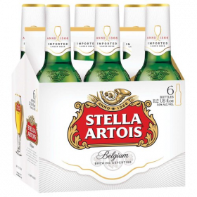 Stella Artois Larger Beer 11.2 Oz 6 Pack Bottles 