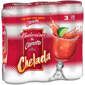 Budweiser & Clamato Chelada Beer 25 Oz 3 Pack Cans
